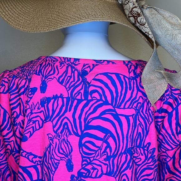 Lilly Pulitzer Rosen Dress passion fruit pink blue zebra print size large - Picture 7 of 8